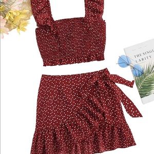 Two Piece Heart-Printed Set